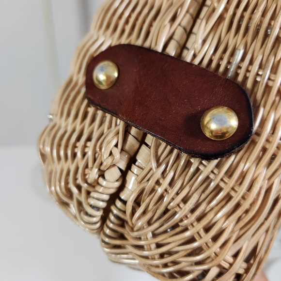 Vintage coated wicker shoulder purse corliss british crown colony of hong kong - Picture 6 of 16